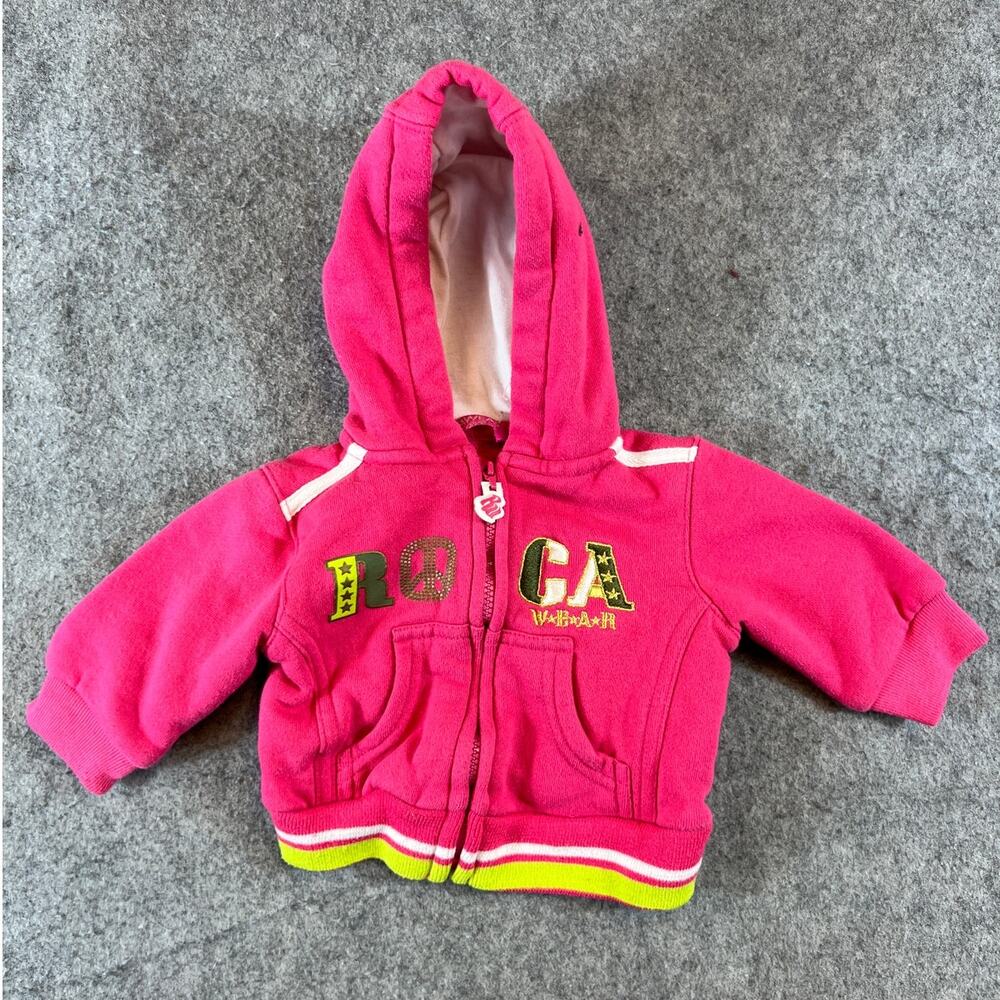 Rocawear Hoodie Baby Girls 0/3M Pink Full Zip Sweatshirt Fleece Cozy Outdoor